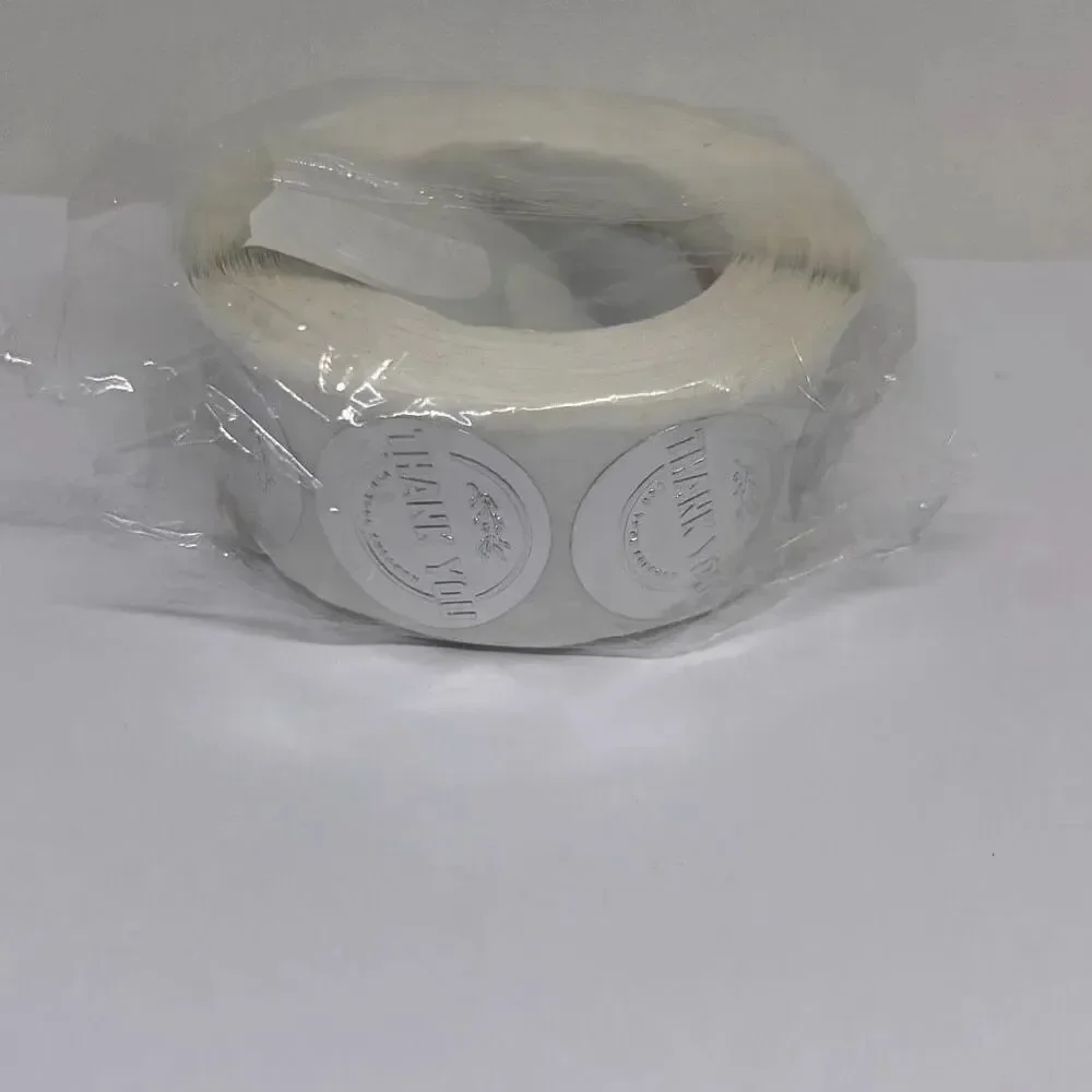 500 Pieces/roll 2.5CM Thank You For Ordering Sticker Gift Silver Label Stickers